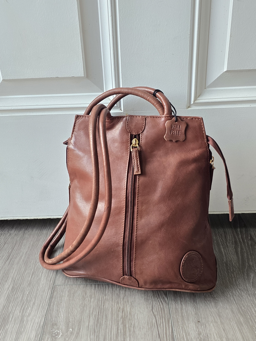 NWT Antica Pelletteria Italiana Whisky Leather Tote Crossbody Vera Pelle Italy